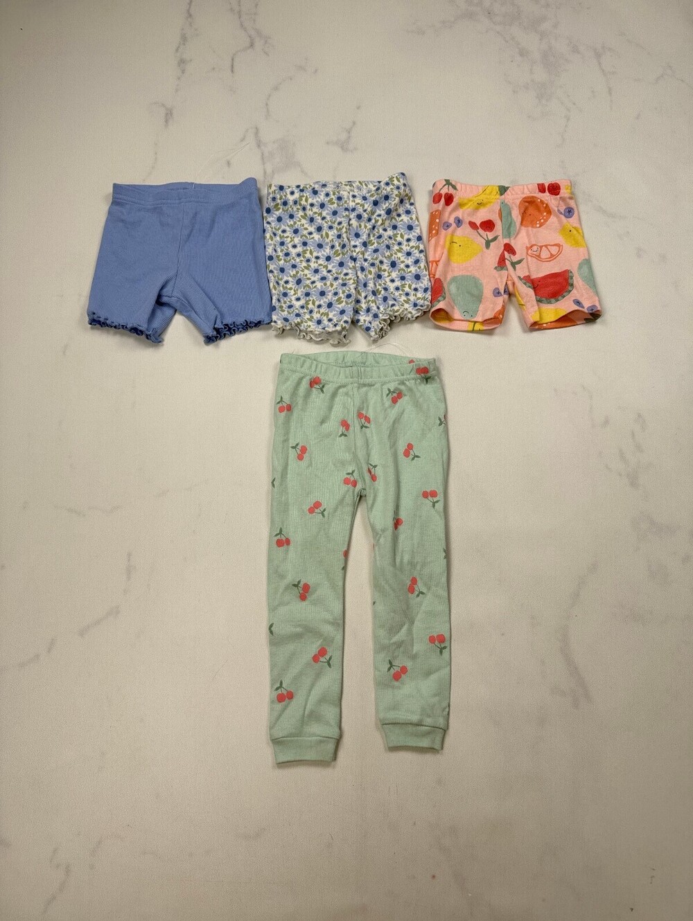 Carter's Baby Shorts and Leggings Pastel 90s VTG Lot of 4 - Girls 12m